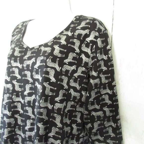 Karen Scott Top XXL 2XL Black Zebra Print V Neck 3/4 Sleeve - Picture 5 of 6